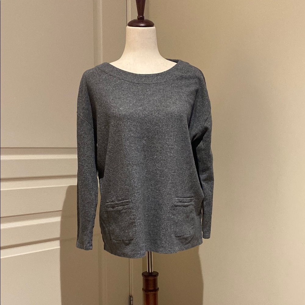 PureJill Stylish Gray Long Sleeve Top, LP